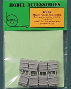Caisses de munitions russes modernes Eureka XXL E-035 de type I pour munitions de 7,62 mm (pour AK-47 Kalachnikov) à l'échelle 1/35