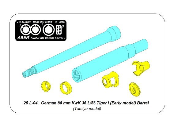 Aber 25L-04 German 88 mm KwK 36 L/56 Tiger I (Early model) Barrel 1/25 – Bild 9