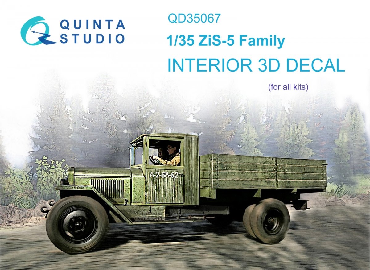 Quinta Studio QD35067 ZiS-5 3D-Printed &amp;amp; coloured Interior on decal paper (All kits) 1/35