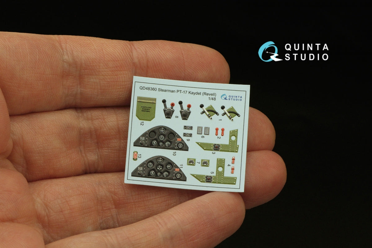Quinta Studio QD48360 Stearman Pt-17 Kaydet 3D-Printed &amp;amp; coloured Interior on decal paper (Revell) 1/48 – immagine 3