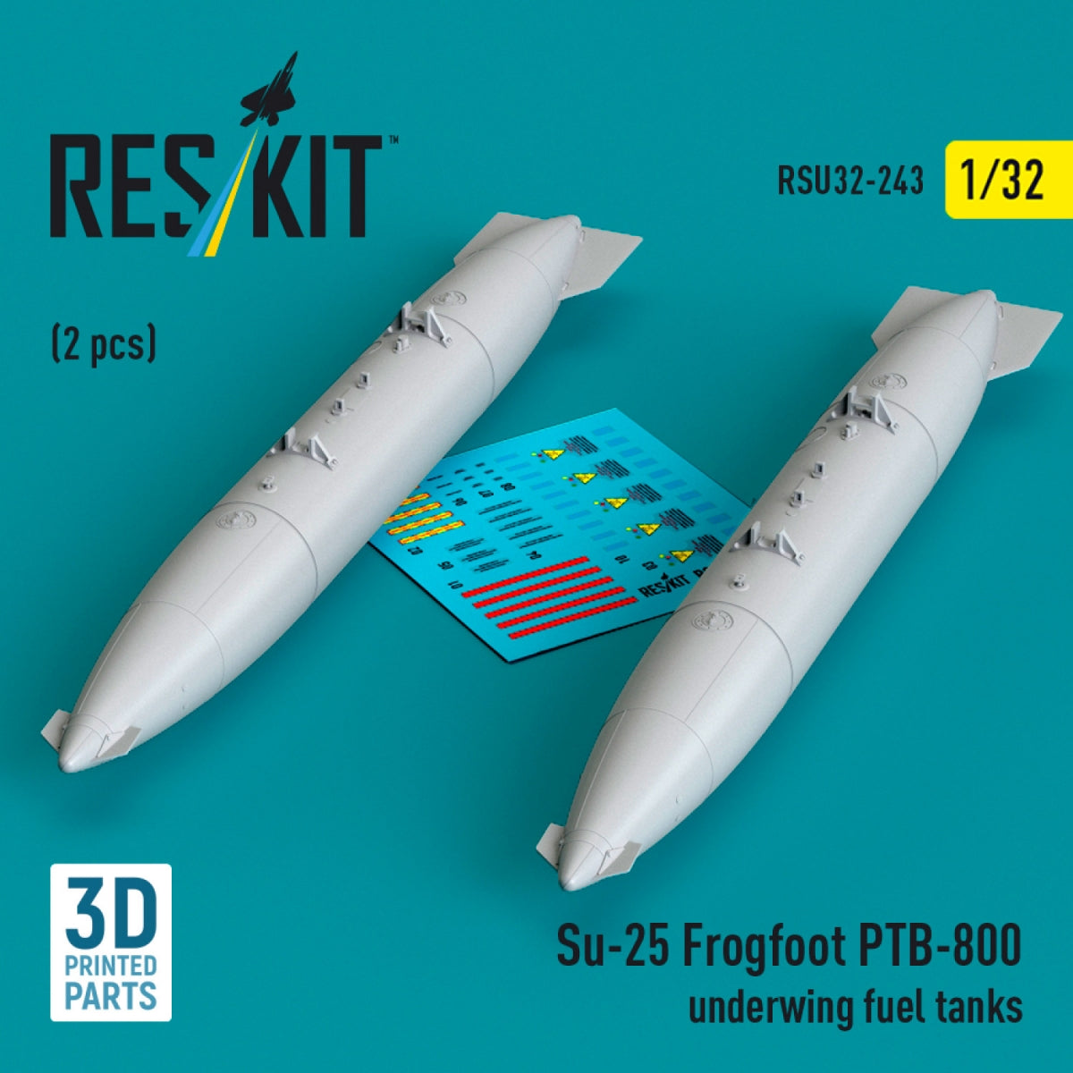 RESKIT RSU32-0243 Su-25 Frogfoot PTB-800 underwing fuel tanks (2 pcs) (3D Printed) 1/32