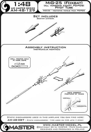 Master AM-48-129 MiG-25 (Foxbat) (all versions except PD/PDS) - Pitot Tube 1/48 – Bild 4