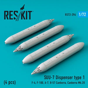 RESKIT RS72-0296 SUU-7 Dispenser type 1 (4 pcs) 1/72