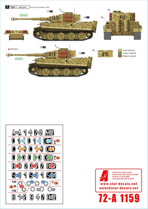Star Decals 72-A1159 Grossdeutschland Tigers. 1943-44. Tiger I Early, Mid and Late production 1/72 – imagen 2