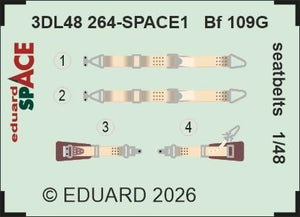 Eduard 3DL48264 Bf 109G seatbelts SPACE for 1/48