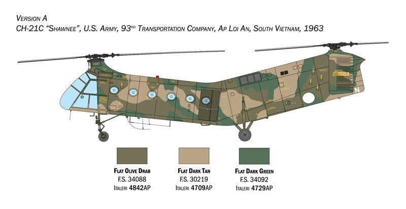 Italeri 2774 H-21C &amp;quot;Flying Banana&amp;quot; Gunship 1/48 – immagine 2