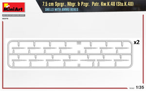 MiniArt 35375 7.5 cm Sprgr., Nbgr. &amp;amp; Pzgr. Patr. Kw.K.40 (Stu.K.40) SHELLS WITH AMMO BOXES 1/35 – Bild 4