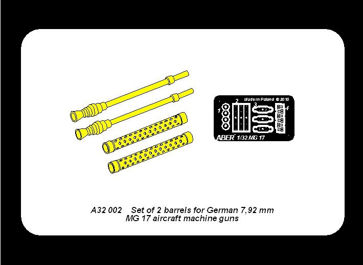 Aber A32002 Set of 2 barrels for German 7,92 mm MG 17 aircraft machine guns 1/32 – immagine 6
