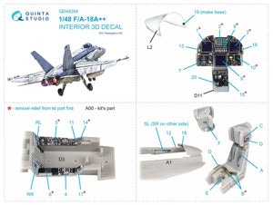 Quinta Studio QD48284 F/A-18A++ 3D-Printed &amp;amp; coloured Interior on decal paper (Hasegawa) 1/48 – zdjęcie 2