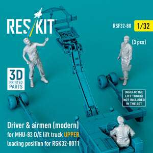 RESKIT RSF32-0080 Driver &amp;amp; airmen (modern) (3 pcs) (MHU-83 D/E lift truck UPPER loading position for RSK32-0011) (3D Printed) 1/32 – Bild 2