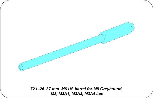 Aber 72L-26 Lufa 37mm M6 do M8 Greyhound,M3, M3A1, M3A3, M3A4 Lee / 37mm M6 US barrel for M8 Greyhound, M3, M3A1, M3A4 Lee 1/72 – Bild 3