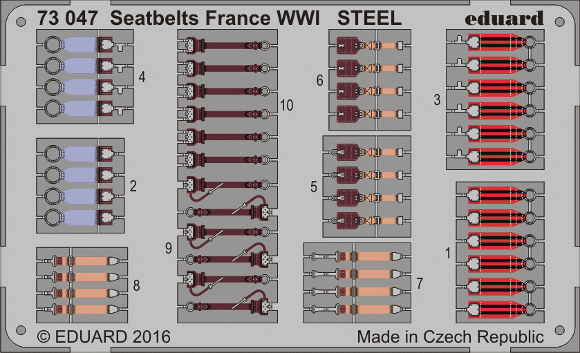 Eduard 73047 Ceintures de sécurité France Première Guerre mondiale ACIER 1/72