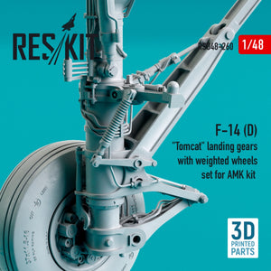 RESKIT RSU48-0260 F-14 (D) « TOMCAT » Train d&amp;#39;atterrissage avec roues lestées pour maquette AMK (résine et impression 3D) 1/48 – image 2