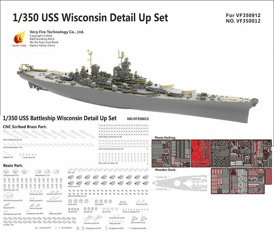 Kit de détail Very Fire VF350012 USS Wisconsin BB-64 pour VF350912 au 1/350 – image 2