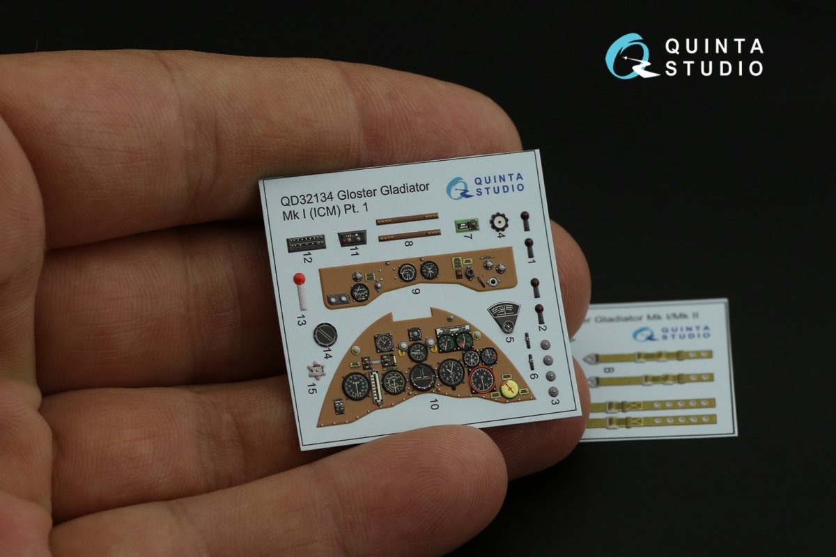 Quinta Studio QD32134 Gloster Gladiator Mk I 3D-Printed &amp;amp; colored Interior on decal paper (ICM) 1/32 – image 2