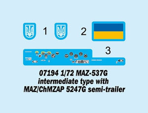 Trumpeter 07194 MAZ-537G intermediate type with MAZ/ChMZAP 5247G semi-trailer 1/72 – immagine 4