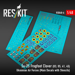 RESKIT RSB48-0006 Su-25 Frogfoot Clover (BLUE 03, 05, 41, 45) Ukrainian Air Forces (Main Decals with Stencils)1/48