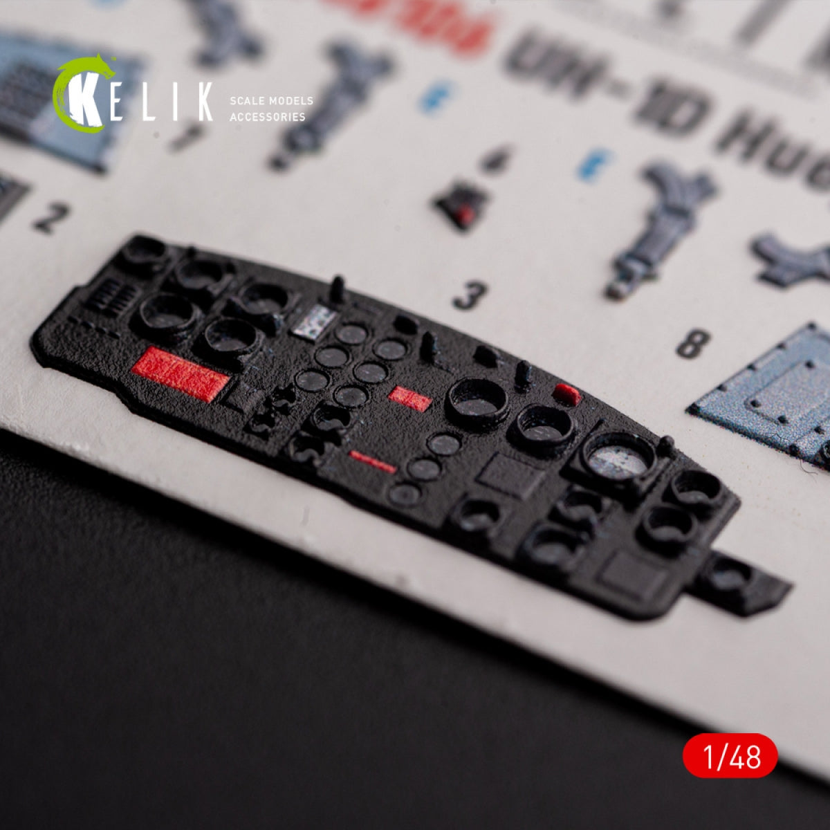 KELIK K48106 UH-1D &amp;quot;Huey&amp;quot; - interior 3D decals for Zimi Model/KittyHawk kit 1/48 – immagine 5