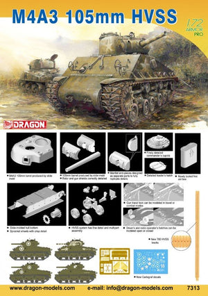 Dragon 7313 Sherman tank M4A3 105mm HVSS 1/72 – Bild 2