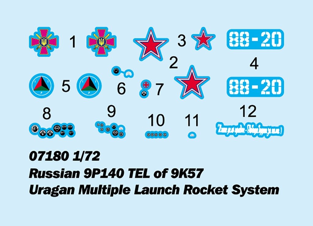 Trumpeter 07180 Russian 9P140 TEL of 9K57 Uragan Multiple Launch Rocket System 1/72 – Bild 3