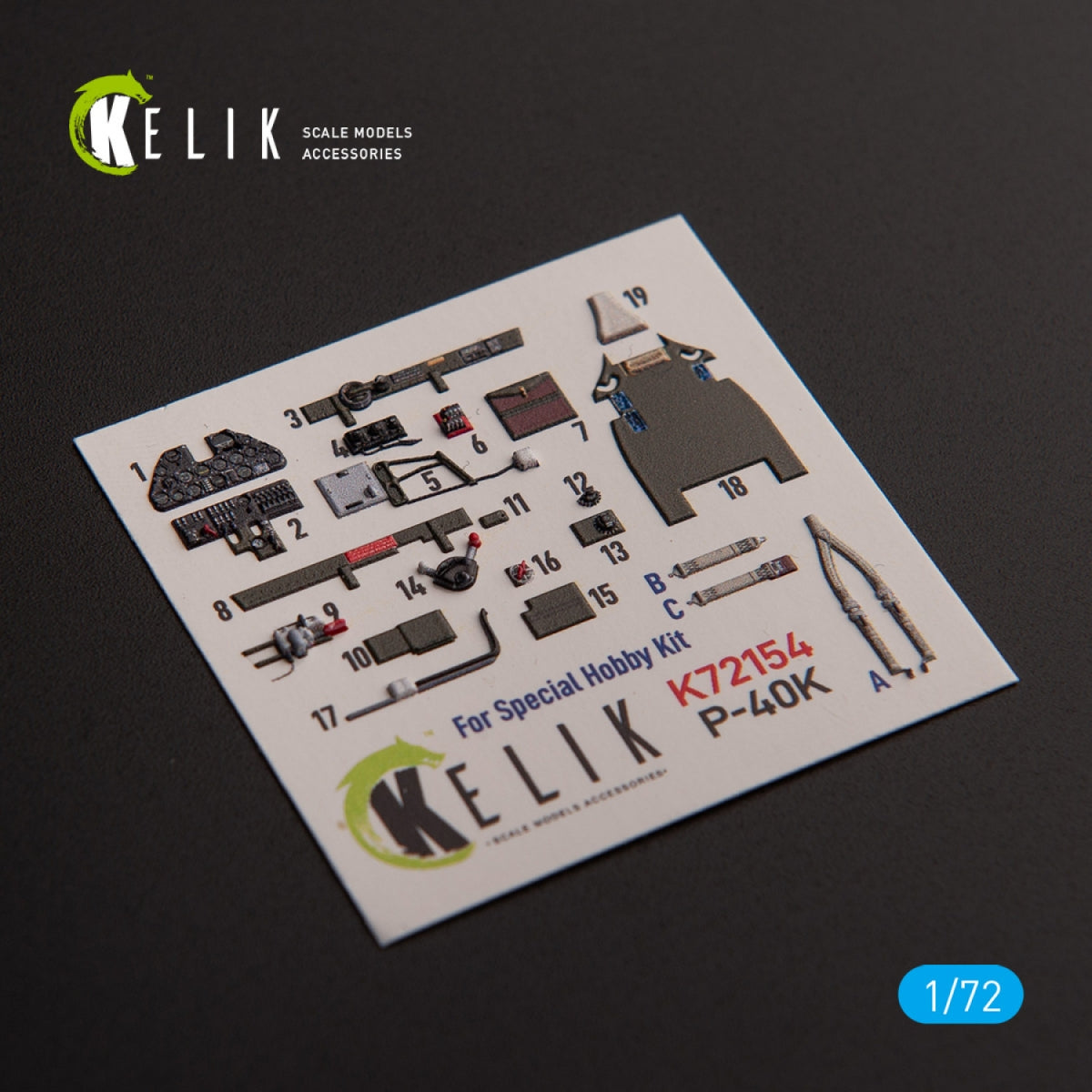 KELIK K72154 P-40K - interior 3D decals for Special Hobby kit 1/72