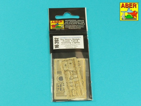 Accessoires allemands Aber 16202 pour klaxon, klaxon arrière, feux de convoi avant et arrière 1/16