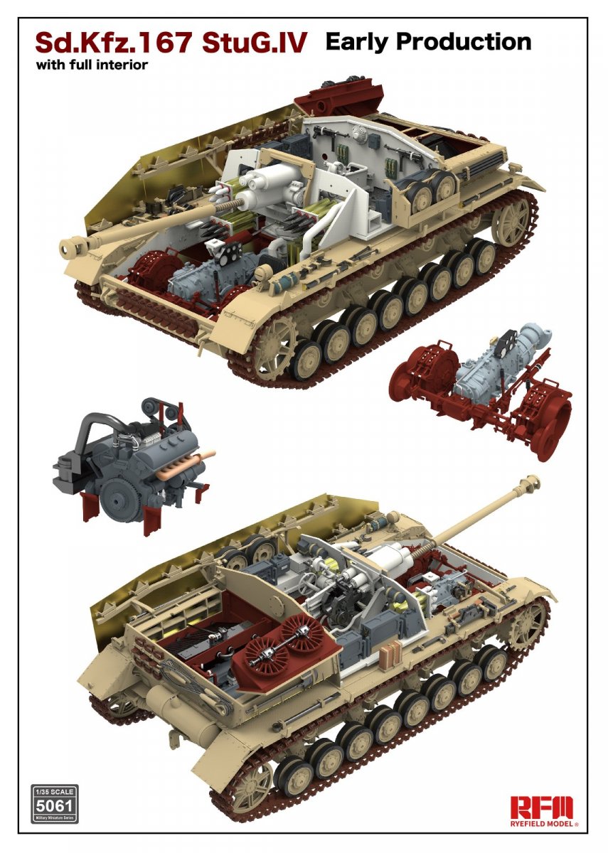Rye Field Model 5061 Sd.Kfz.167 StuG.IV Early Production w/full interior &amp;amp; workable track links 1/35 – zdjęcie 2