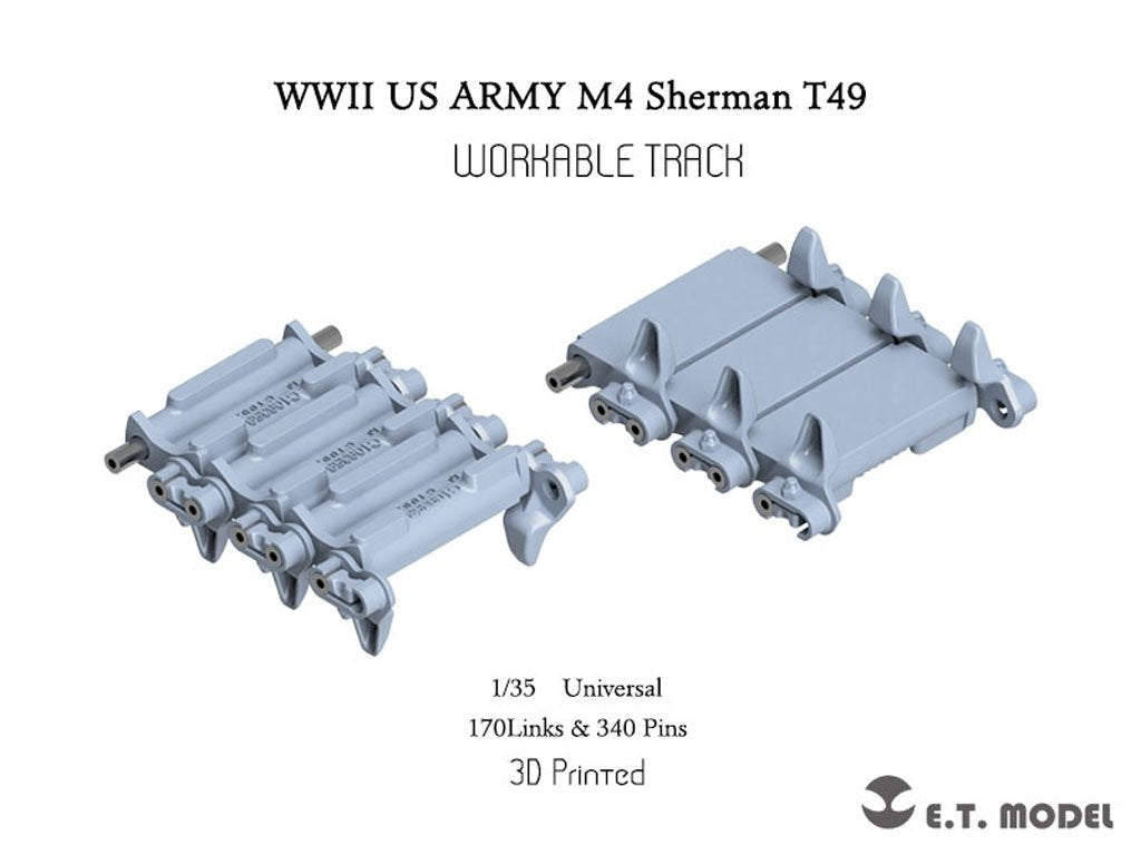 ET Model P35-084 WWII US ARMY M4 Sherman T49 Chenille fonctionnelle (Imprimé en 3D) 1/35