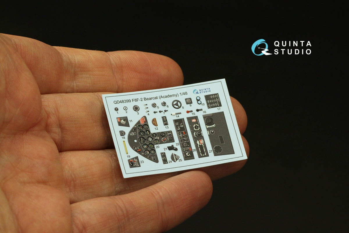 Quinta Studio QD48399 F8F-2 Bearcat 3D-Printed &amp;amp; coloured Interior on decal paper (Academy) 1/48 – Bild 3