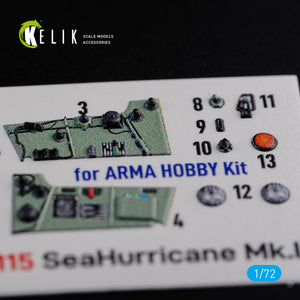 Décalcomanies 3D intérieures KELIK K72115 Sea Hurricane Mk I pour maquette Arma Hobby au 1/72  – image 5