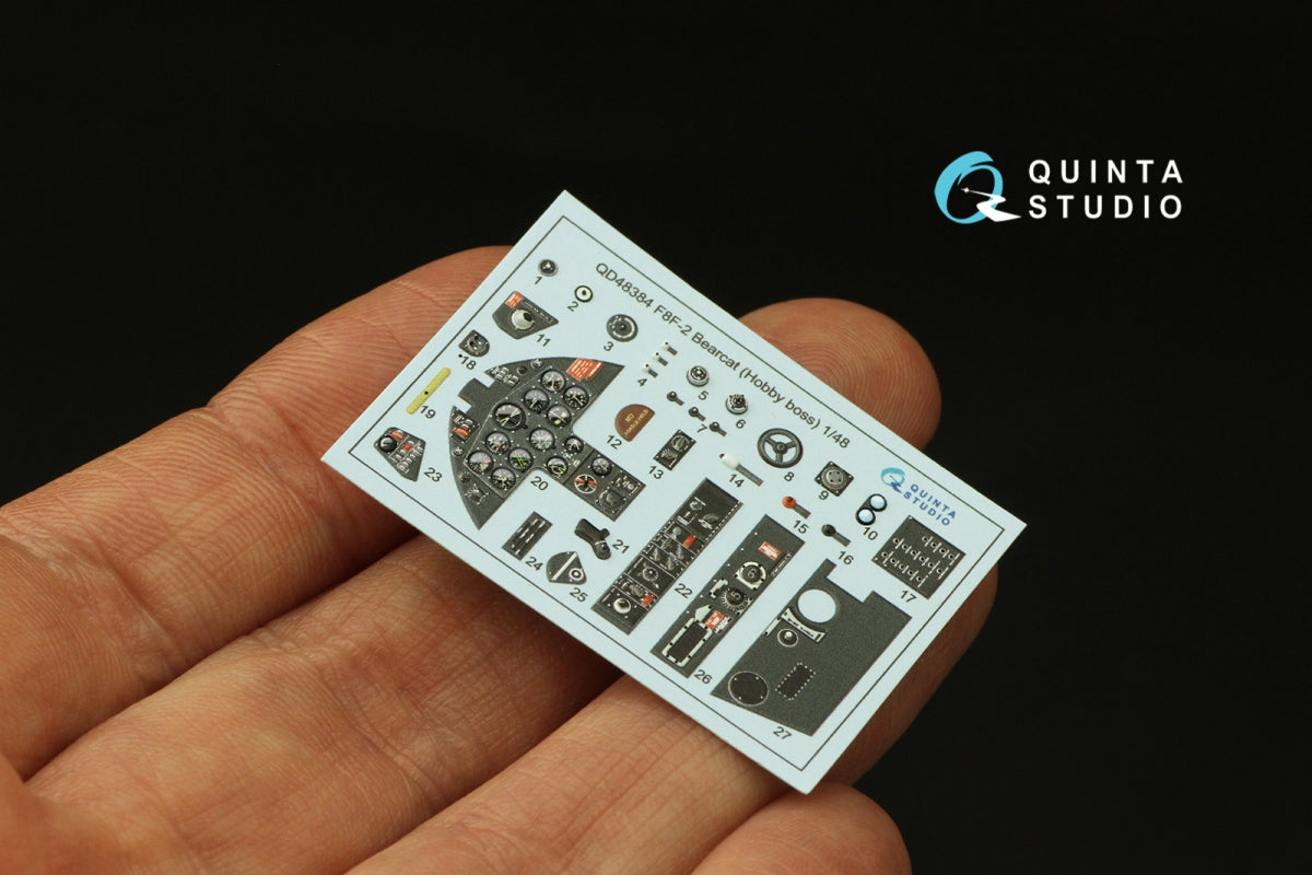 Quinta Studio QD48384 F8F-2 Bearcat 3D-Printed &amp;amp; coloured Interior on decal paper (Hobby Boss) 1/48 – immagine 5