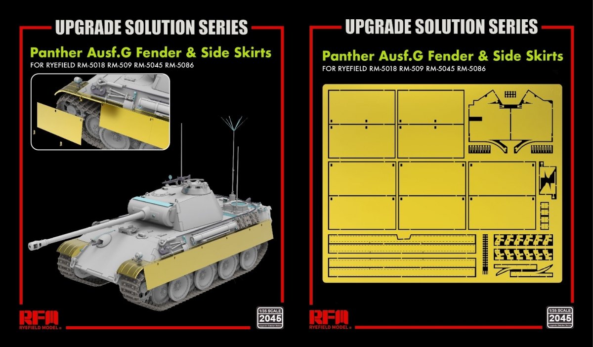 Rye Field Model 2045 Panther Ausf.G Fender & Side Skirt - Upgrade Solution 1/35