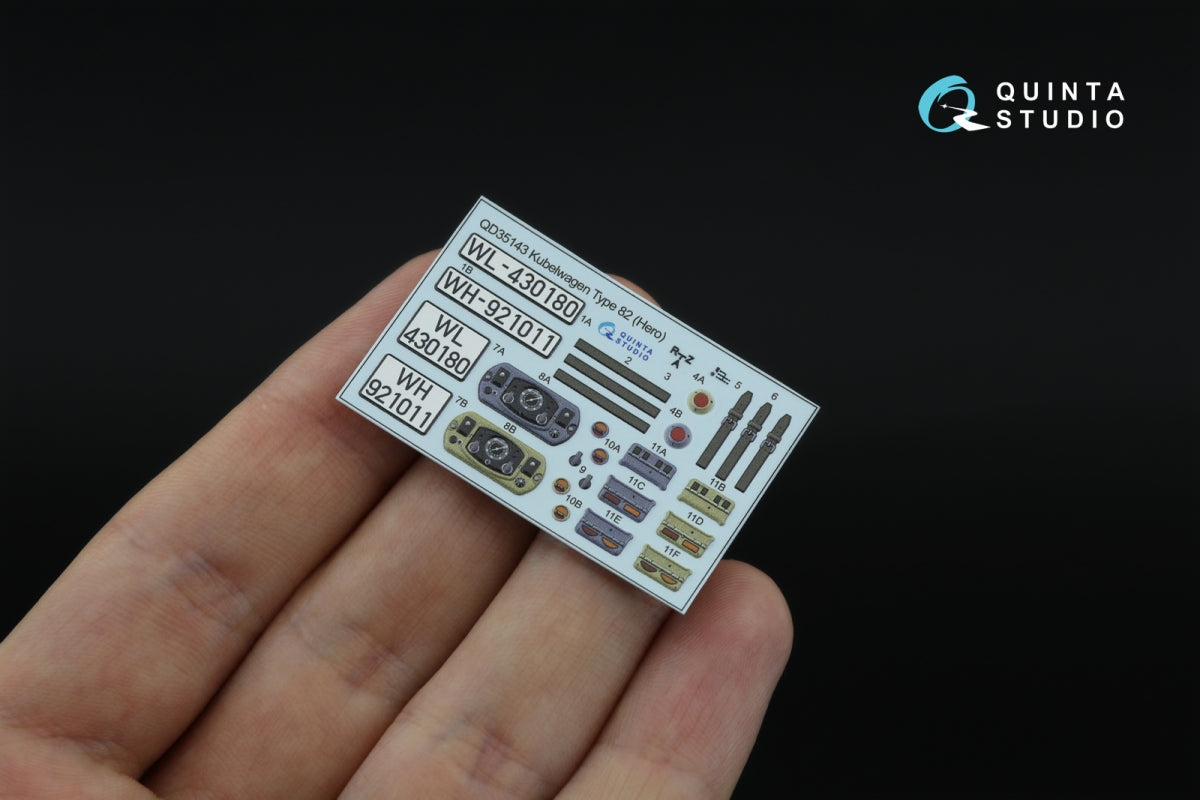 Intérieur imprimé en 3D et coloré sur papier décalcomanie Quinta Studio QD35143 Kubelwagen Type 82 (Hero) 1/35  – image 4