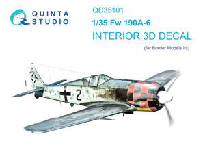 Quinta Studio QD35101 FW 190A-6 3D-Printed &amp;amp; coloured Interior on decal paper (Border Model) 1/35