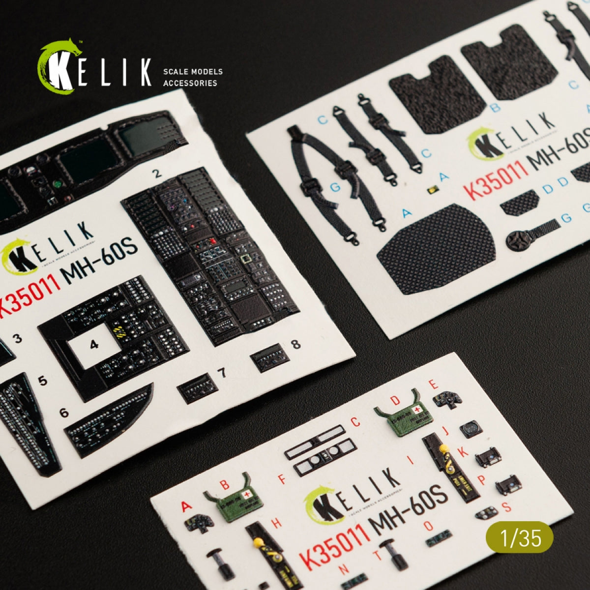 KELIK K35011 MH-60S KNIGHT HAWK INTERIOR 3D DECALS FOR KITTY HAWK KIT 1/35 – immagine 2