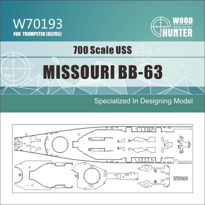 Wood Hunter W70193 USS MISSOURI BB-63 wooden deck for Trumpeter 05705 1/700 – image 2
