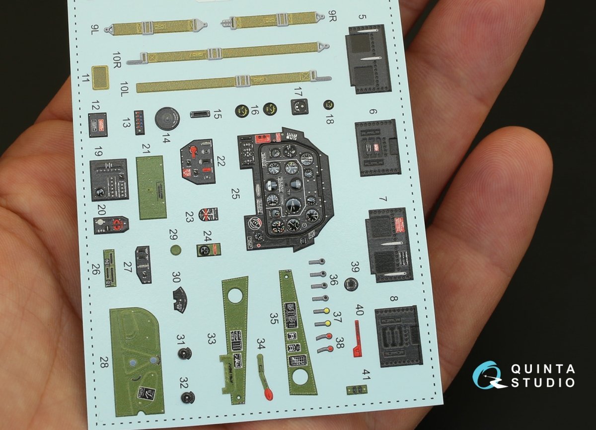 Quinta Studio QD32005 P-51D (Early) 3D-Printed &amp;amp; coloured Interior on decal paper (for Tamiya kit) 1/32 – immagine 2