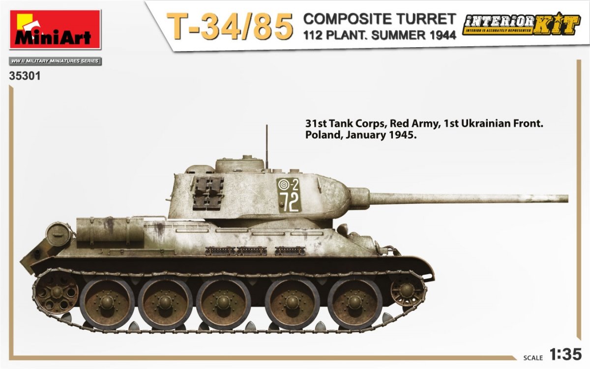 MiniArt 35301 T-34/85 COMPOSITE TURRET. 112 PLANT. SUMMER 1944 INTERIOR KIT 1/35 – zdjęcie 3