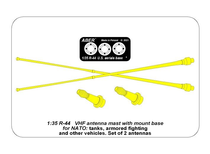 Aber R-44 Zestaw 2 anten VHF pojazdów NATO / Set of 2 NATO antennas with mount bases 1/35 – imagen 14