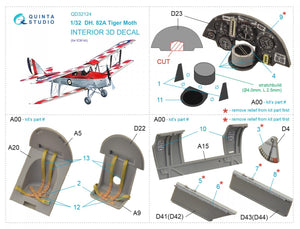 Quinta Studio QD32124 DH 82A Tiger Moth 3D-Printed &amp;amp; coloured Interior on decal paper (ICM) 1/32 – Bild 5