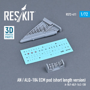 RESKIT RS72-0411 AN / ALQ-184 ECM POD (SHORT LENGTH VERSION) (3D PRINTED) 1/72 – immagine 2