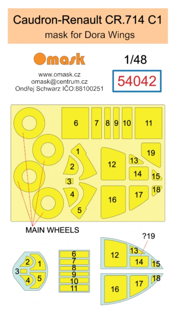 Omask 54042 Caudron-Renault CR.714 mask C1 (for Dora Wings) 1/48 – Bild 2