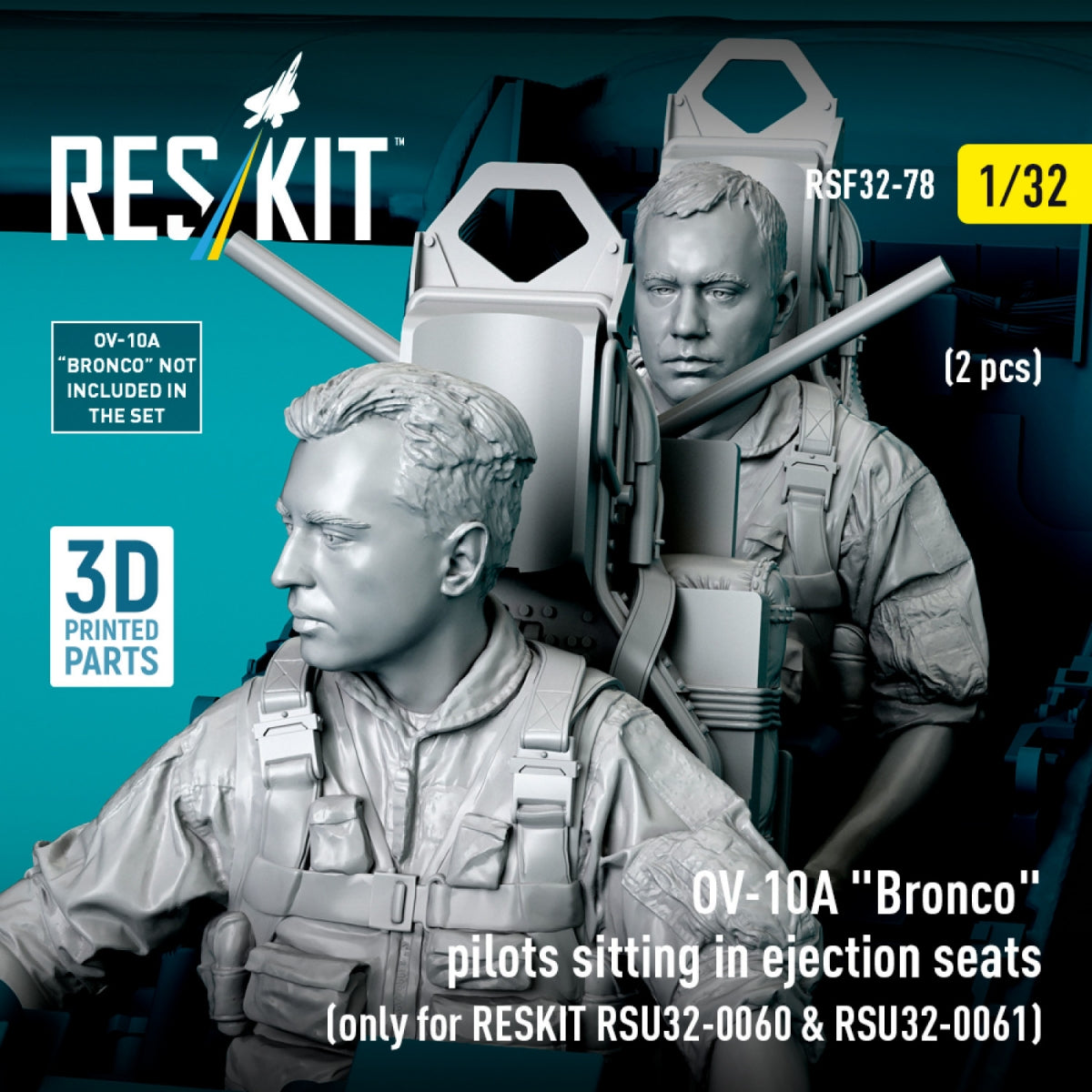 RESKIT RSF32-0078 OV-10A &amp;quot;Bronco&amp;quot; pilots sitting in ejection seats (2 pcs) (only for RESKIT RSU32-0060 &amp;amp; RSU32-0061) (3D Printed) 1/32 – imagen 4