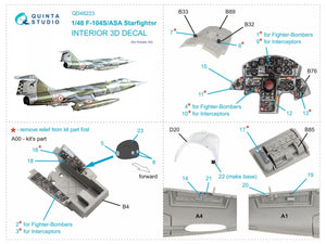 Quinta Studio QD48223 F-104S/ASA 3D-Printed &amp;amp; coloured Interior on decal paper (Kinetic) 1/48 – immagine 10