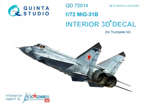 Quinta Studio QD72014 MiG-31B 3D-Printed &amp;amp; colored Interior on decal paper (for Trumpeter kit) 1/72