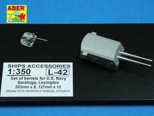 Aber 350L-42 Set of barrels 203mm x 8; 127mm x 12 for Japan Navy Saratoga, Lexington 1/350 – immagine 3
