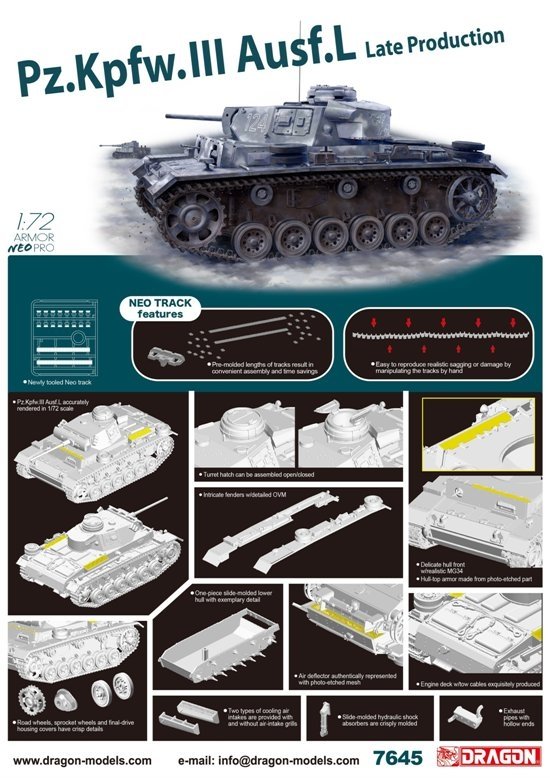 Dragon 7645 Pz.Kpfw.III Ausf.L Late Production w/Neo Track 1/72 – image 2