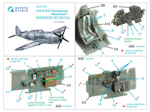 Quinta Studio QD72122 P-47D Thunderbolt Razorback 3D-Printed &amp;amp; coloured Interior on decal paper (Tamiya) 1/72 – zdjęcie 2