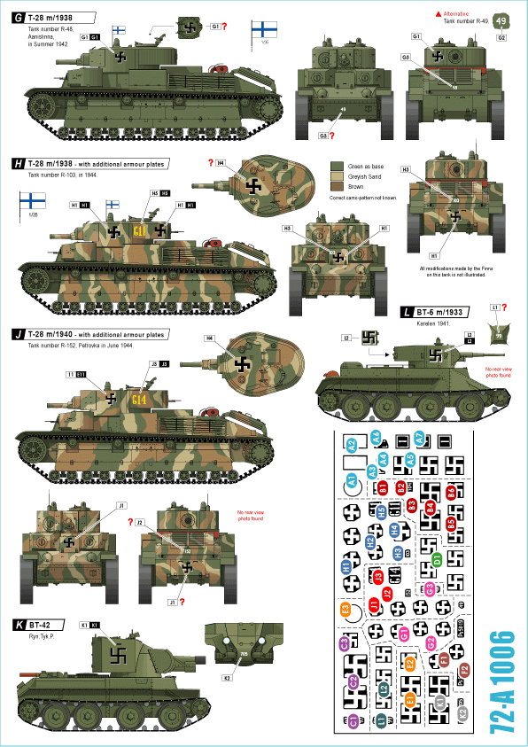 Star Decals 72-A1006 BT-5 m/1933, canon d&amp;#39;assaut BT-42, T-28 m/1938 et T-28 m/1940 1/72 – image 2