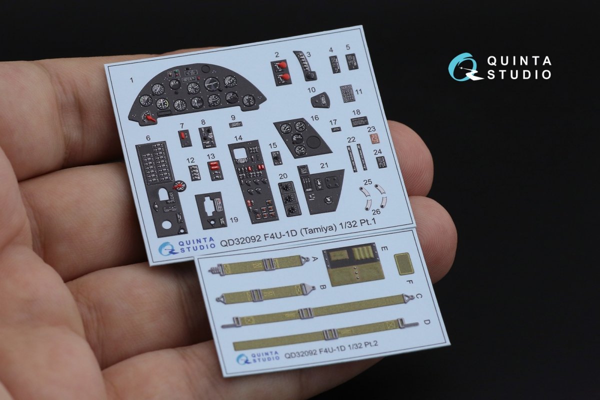 Quinta Studio QD32092 F4U-1D 3D-Printed &amp;amp; colored Interior on decal paper (Tamiya) 1/32 – image 3